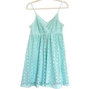 Express Dress Womens Size Medium Mint Green Lace Spaghetti Straps